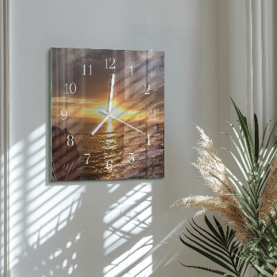 Wanduhr quadratisch Sonnenuntergang