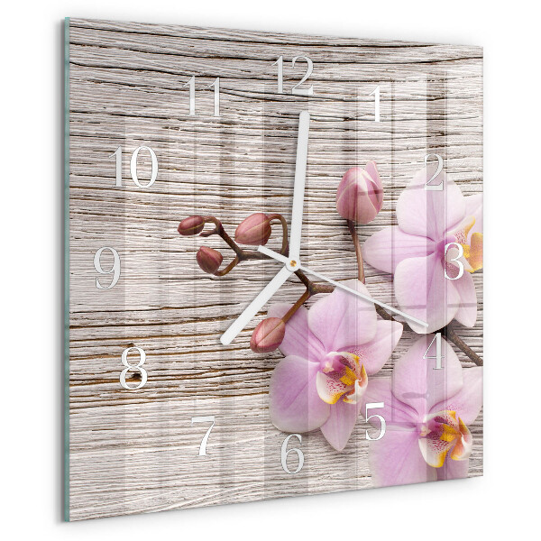 Wanduhr quadratisch Orchidee