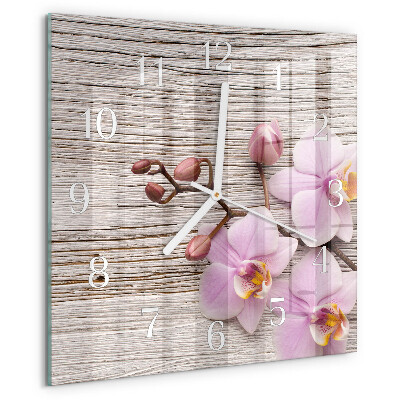 Wanduhr quadratisch Orchidee