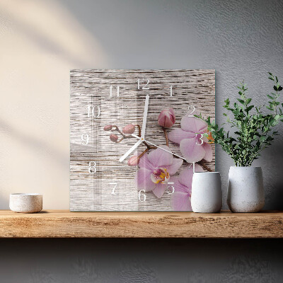 Wanduhr quadratisch Orchidee