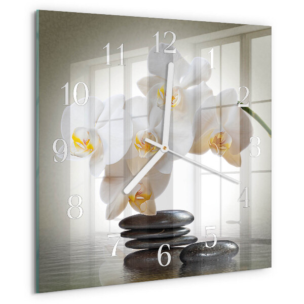 Wanduhr quadratisch Orchidee