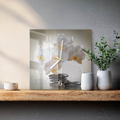 Wanduhr quadratisch Orchidee
