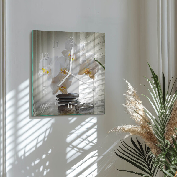 Wanduhr quadratisch Orchidee