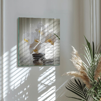 Wanduhr quadratisch Orchidee