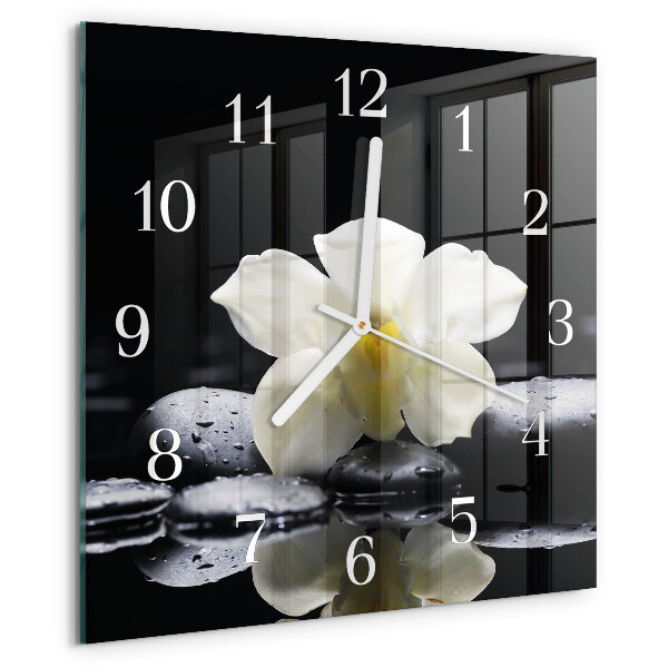 Wanduhr quadratisch Orchideensteine