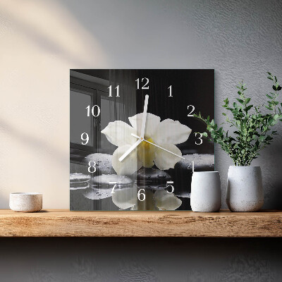 Wanduhr quadratisch Orchideensteine
