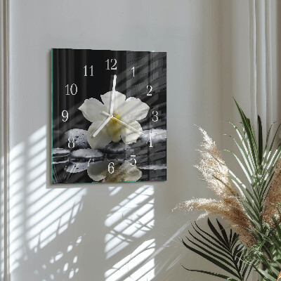 Wanduhr quadratisch Orchideensteine