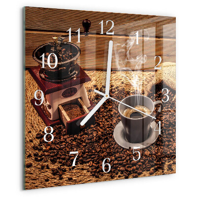 Wanduhr quadratisch Kaffeebohnen