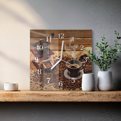 Wanduhr quadratisch Kaffeebohnen