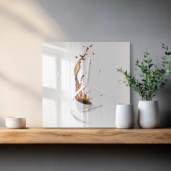 Wanduhr quadratisch Kaffee