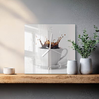 Wanduhr quadratisch Kaffee