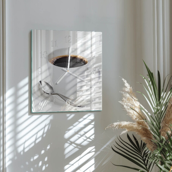 Wanduhr quadratisch Kaffee