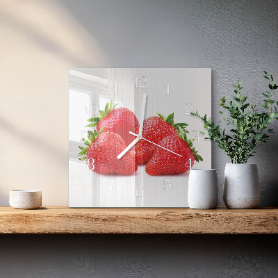 Wanduhr quadratisch Erdbeeren