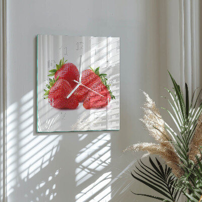 Wanduhr quadratisch Erdbeeren