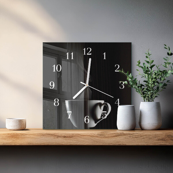 Wanduhr quadratisch Tasse