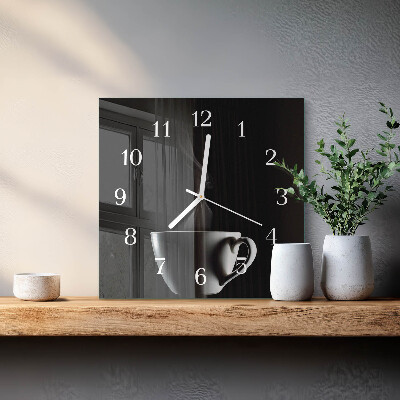 Wanduhr quadratisch Tasse