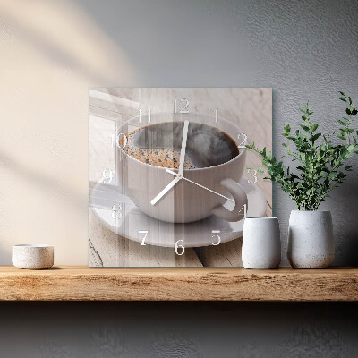 Wanduhr quadratisch Kaffee