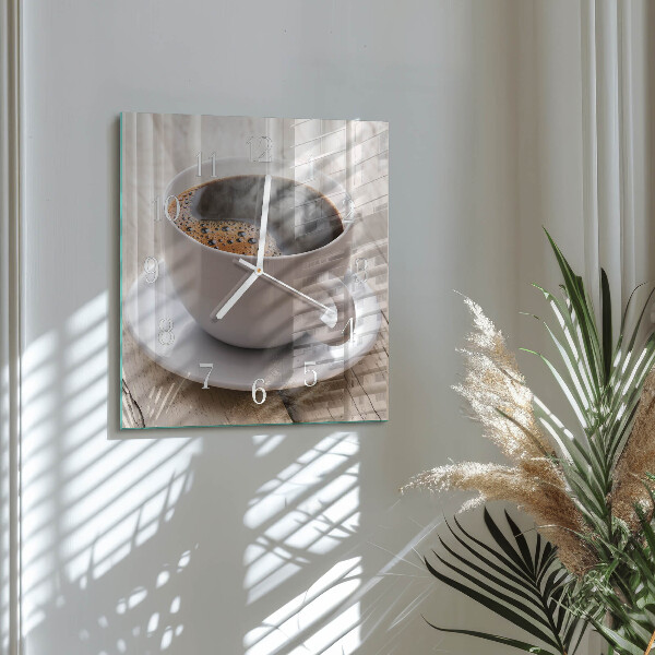 Wanduhr quadratisch Kaffee