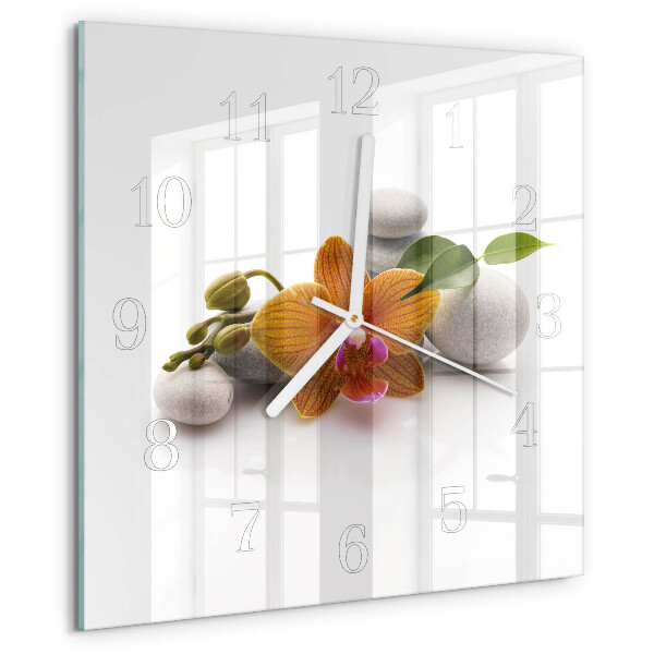 Wanduhr quadratisch Orchidee