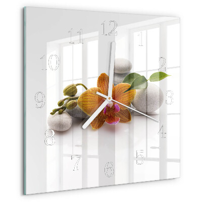 Wanduhr quadratisch Orchidee