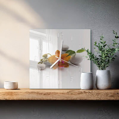 Wanduhr quadratisch Orchidee