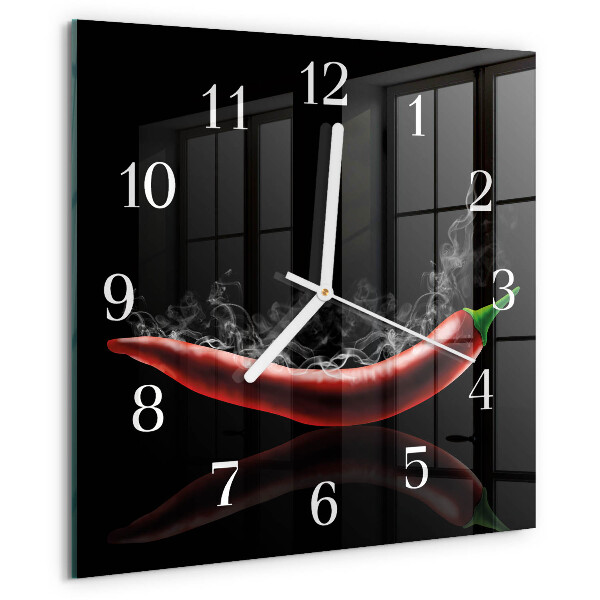 Wanduhr quadratisch Chilischoten