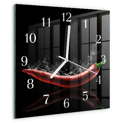 Wanduhr quadratisch Chilischoten