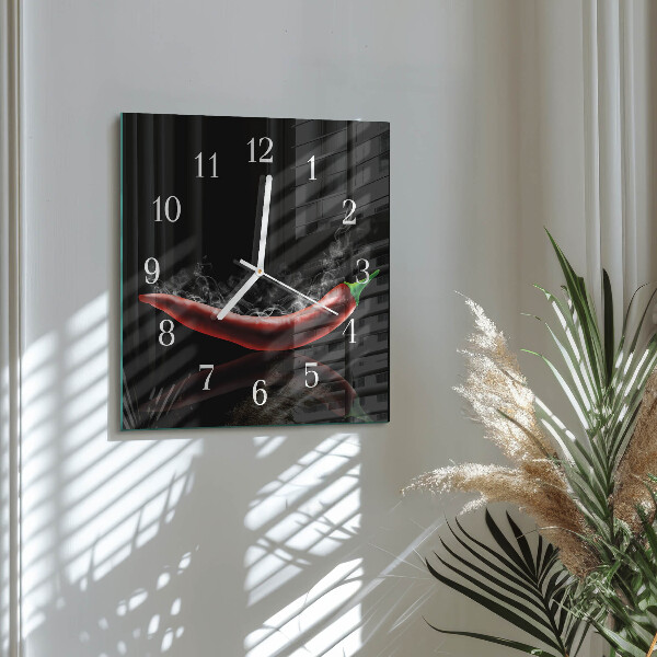Wanduhr quadratisch Chilischoten
