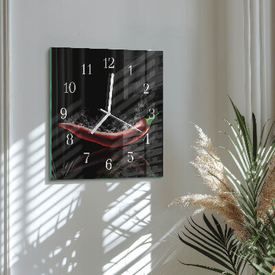 Wanduhr quadratisch Chilischoten