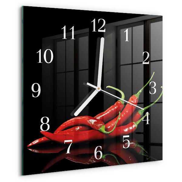 Wanduhr quadratisch Chilischoten
