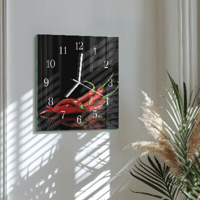 Wanduhr quadratisch Chilischoten