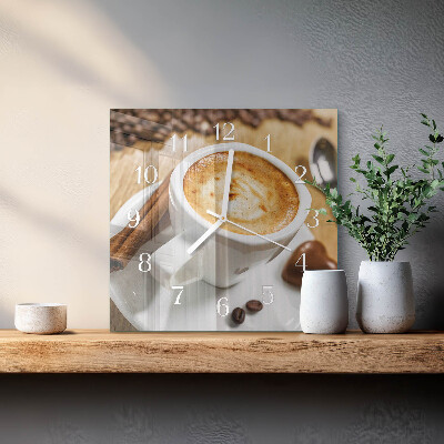 Wanduhr quadratisch Kaffee