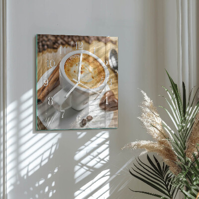 Wanduhr quadratisch Kaffee