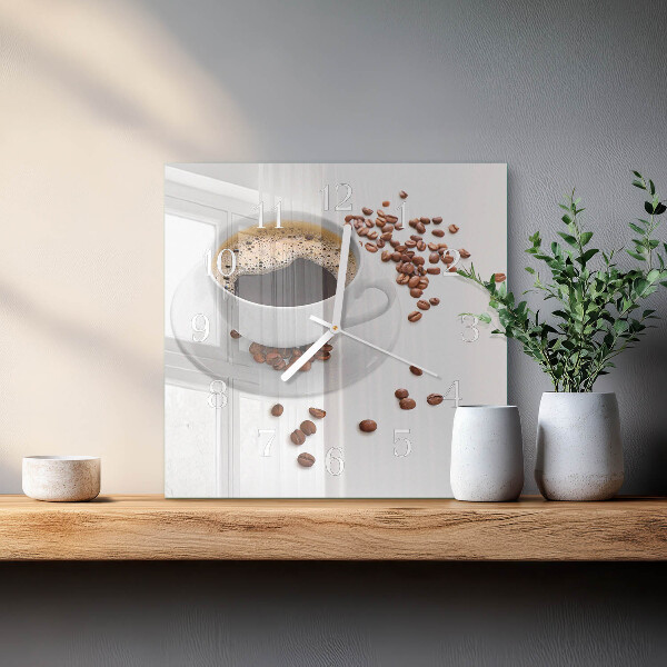Wanduhr quadratisch Kaffee