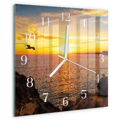 Wanduhr quadratisch Sonnenuntergang
