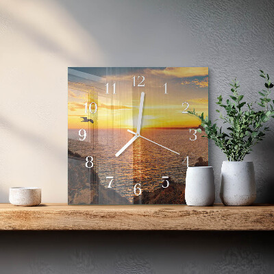 Wanduhr quadratisch Sonnenuntergang