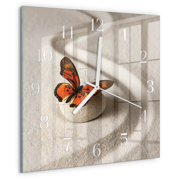 Wanduhr quadratisch Schmetterling