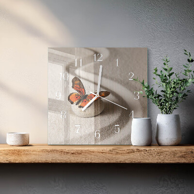 Wanduhr quadratisch Schmetterling