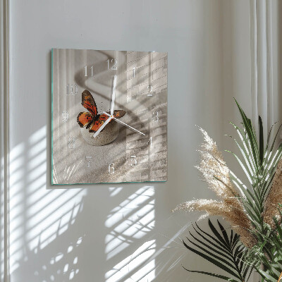 Wanduhr quadratisch Schmetterling