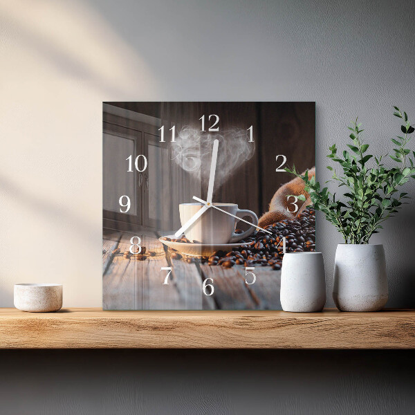 Wanduhr quadratisch Kaffeeliebe