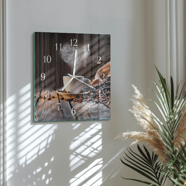 Wanduhr quadratisch Kaffeeliebe