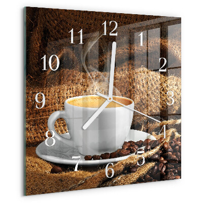 Wanduhr quadratisch Kaffeebohnen