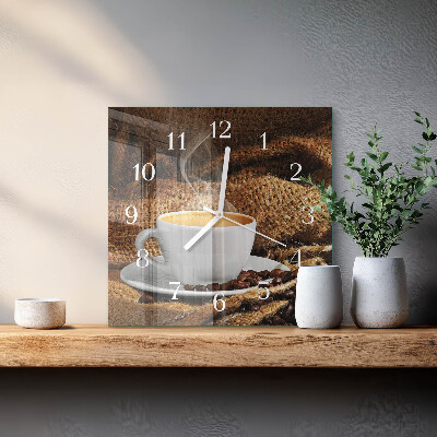 Wanduhr quadratisch Kaffeebohnen