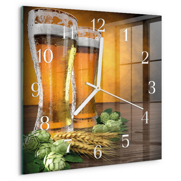 Wanduhr quadratisch Gläser Bier
