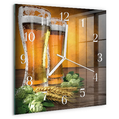 Wanduhr quadratisch Gläser Bier