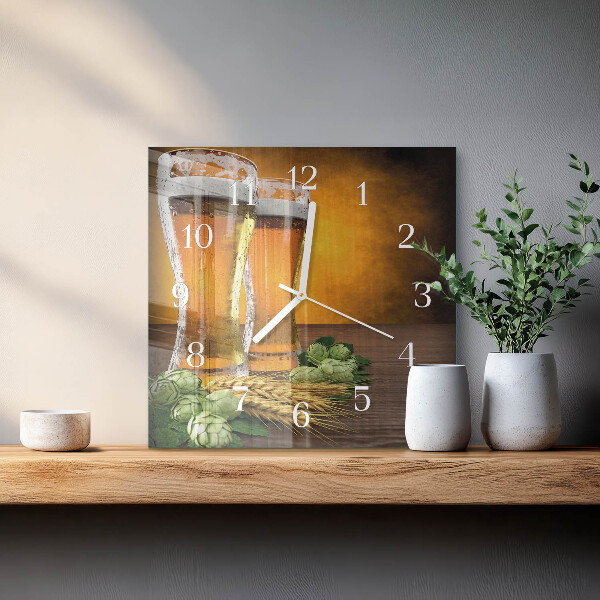 Wanduhr quadratisch Gläser Bier