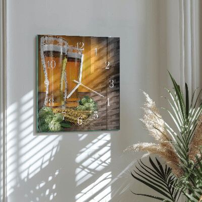 Wanduhr quadratisch Gläser Bier