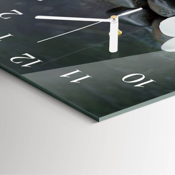 Wanduhr quadratisch Blumen und Steine