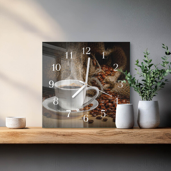 Wanduhr quadratisch Kaffee
