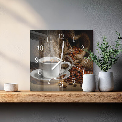 Wanduhr quadratisch Kaffee